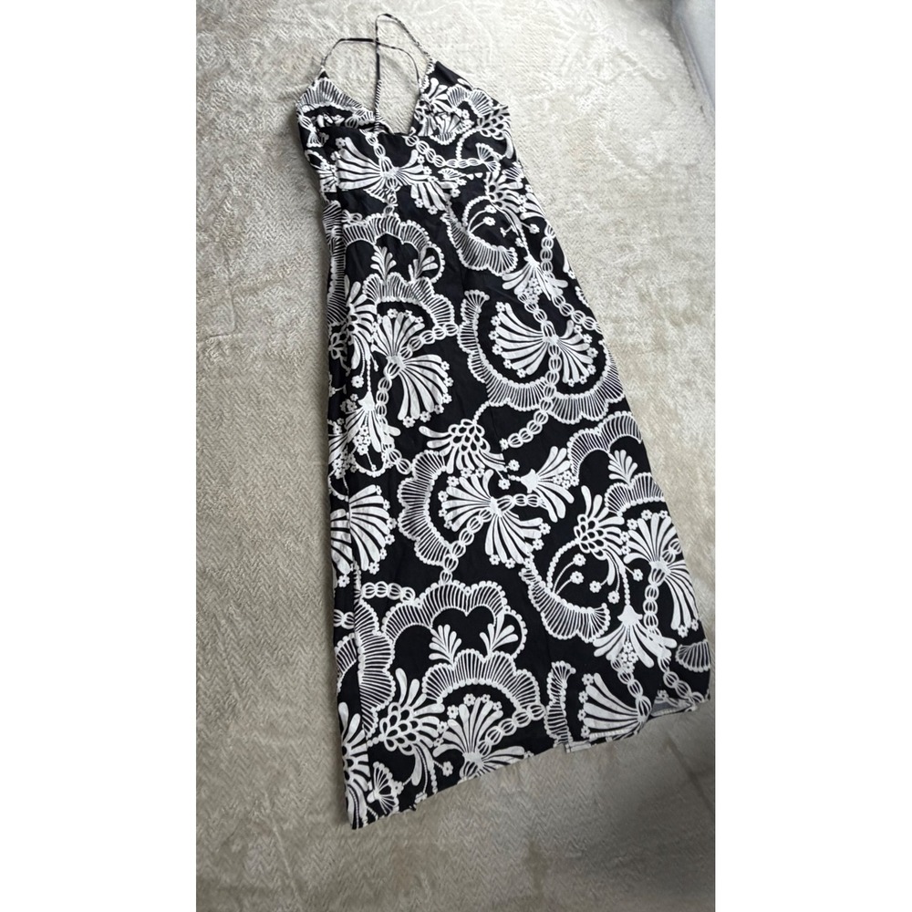 Banana Republic‎ strapy Shell Print Maxi Dress V-Neck Tie Front Slit size 6 - Picture 15 of 16
